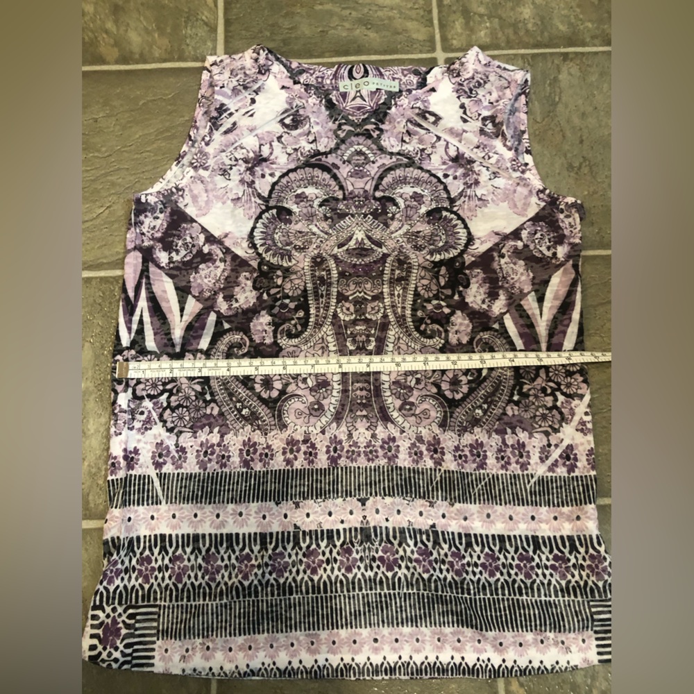 Cleo Purple Patterned Tank Top - Picture 4 of 9